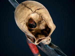 Skull axe game ready low-poly 3D Model