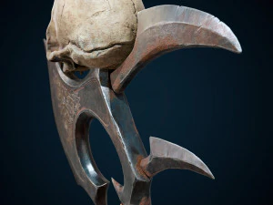 Skull axe game ready low-poly 3D Model