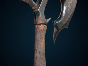 Skull axe game ready low-poly 3D Model