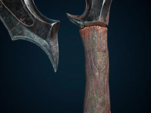 Skull axe game ready low-poly 3D Model