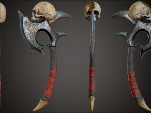 Skull axe game ready low-poly 3D-Modell