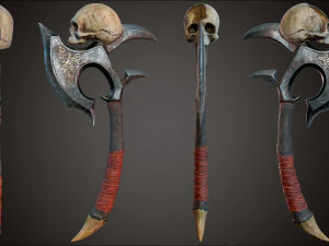 Skull axe game ready low-poly 3D Model