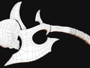 Skull axe game ready low-poly 3D Model