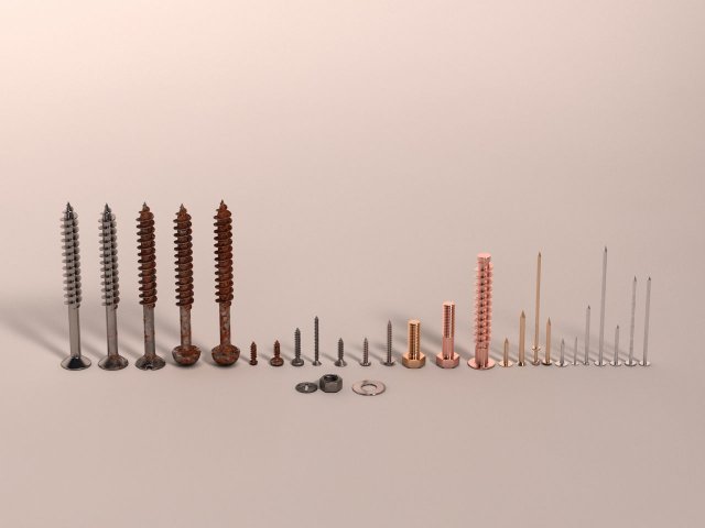 screws and nails---hd 3D Model .c4d .max .obj .3ds .fbx .stl .blend 