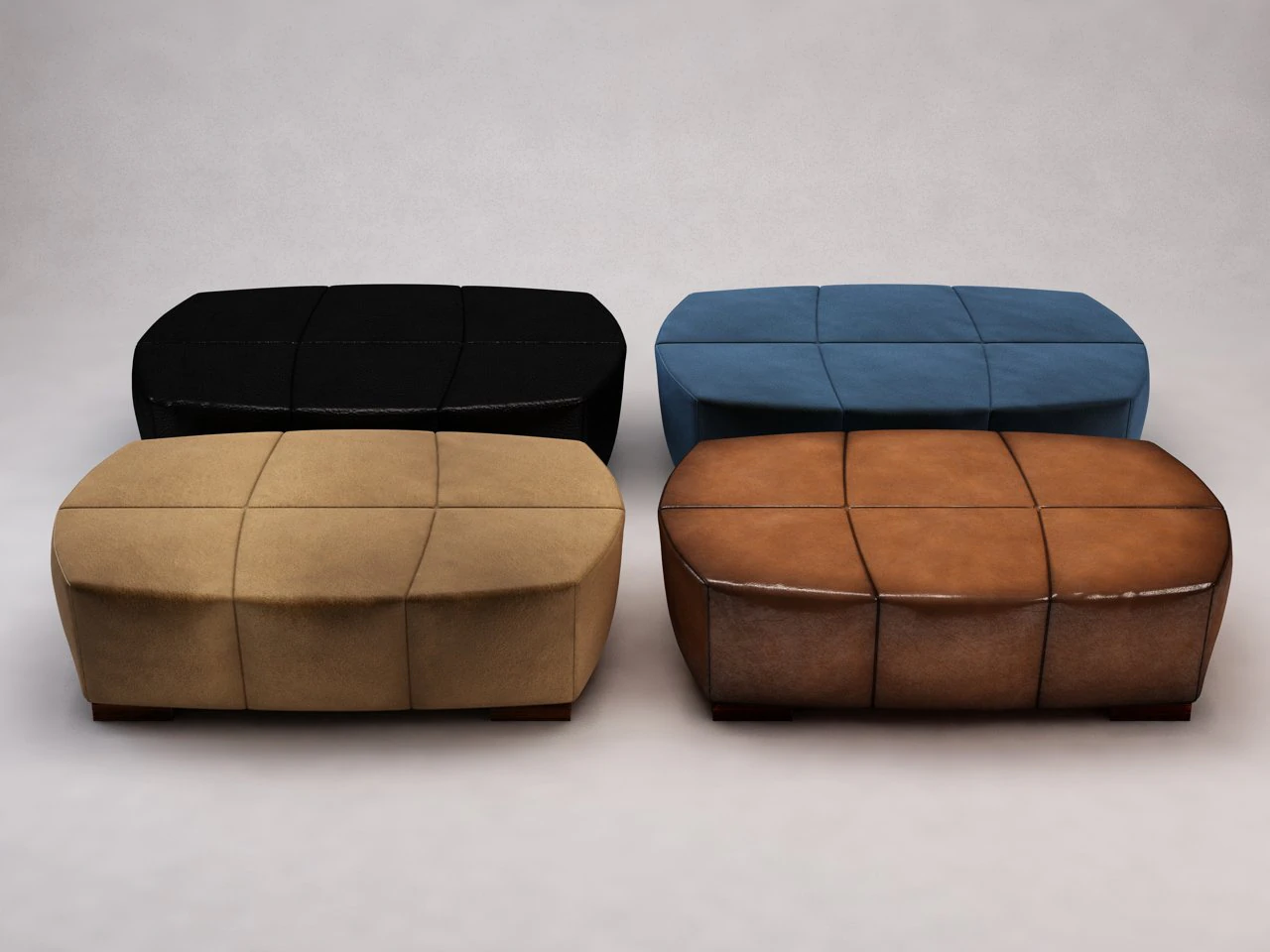 banquette---suede and leather 3D Model .c4d .max .obj .3ds .fbx .stl .blend 