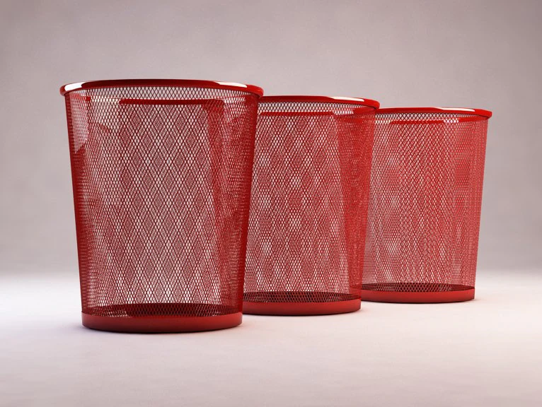 bin---wastepaper basket with iron mesh 3D Model .c4d .max .obj .3ds .fbx .stl .blend 