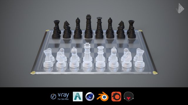 3d board game---glass chessboard 3D Модель .c4d .max .obj .3ds .fbx .stl .blend 