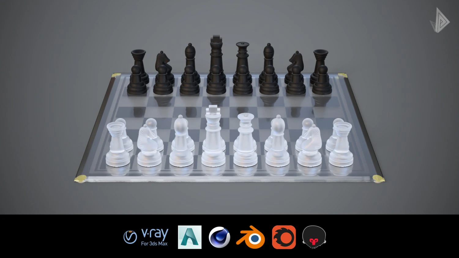 3d board game---glass chessboard 3D Model .c4d .max .obj .3ds .fbx .stl .blend 