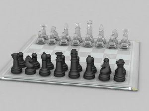 3d board game---glass chessboard 3D Model