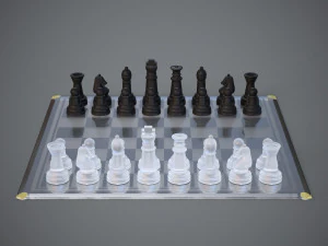 3d board game---glass chessboard 3D Model