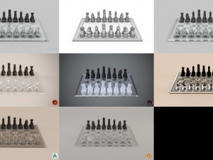 3d board game---glass chessboard 3D Модель