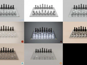 3d board game---glass chessboard 3D Model