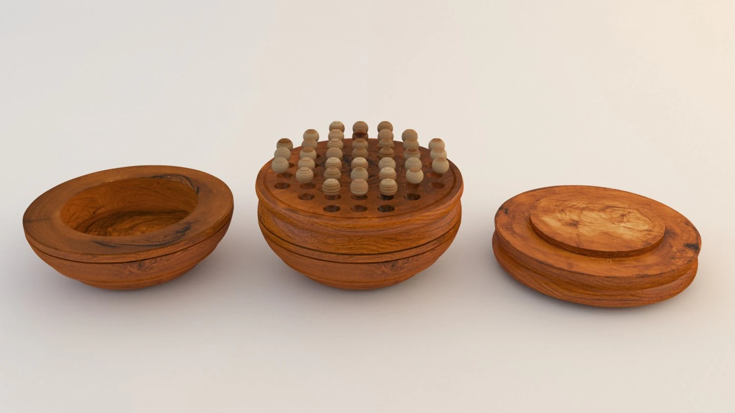board game---wood peg solitaire 3D Model .c4d .max .obj .3ds .fbx .stl .blend 