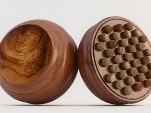 board game---wood peg solitaire Modèle 3D