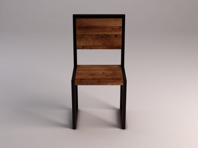 chair---iron structure and plank of wood Model 3D .c4d .max .obj .3ds .fbx .stl .blend 
