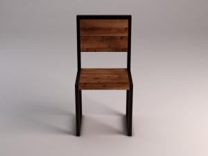 chair---iron structure and plank of wood 3Dモデル