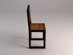 chair---iron structure and plank of wood Model 3D