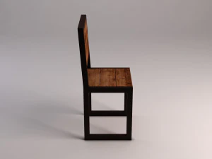 chair---iron structure and plank of wood 3D Model