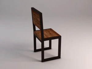 chair---iron structure and plank of wood 3D Model