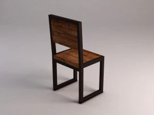 chair---iron structure and plank of wood 3D Model