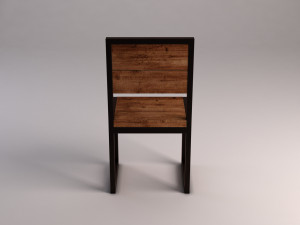 chair---iron structure and plank of wood Model 3D