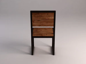 chair---iron structure and plank of wood 3D Model