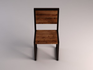 chair---iron structure and plank of wood Model 3D