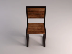 chair---iron structure and plank of wood 3D Model