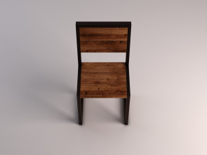 chair---iron structure and plank of wood Model 3D