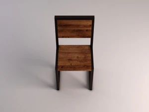 chair---iron structure and plank of wood 3D Model