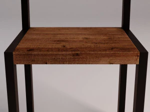 chair---iron structure and plank of wood 3D Model