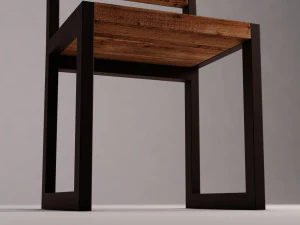 chair---iron structure and plank of wood 3D Model