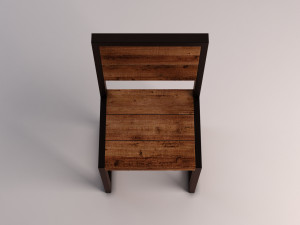chair---iron structure and plank of wood Model 3D