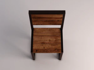 chair---iron structure and plank of wood 3D Model