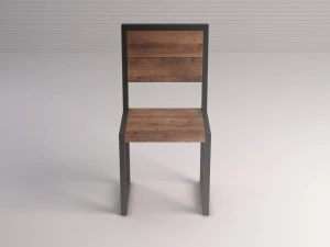 chair---iron structure and plank of wood 3D Model