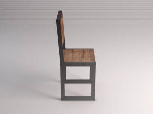chair---iron structure and plank of wood Model 3D
