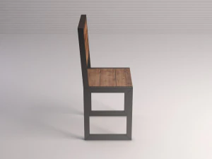 chair---iron structure and plank of wood 3D Model