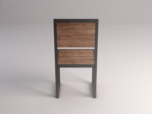 chair---iron structure and plank of wood Model 3D