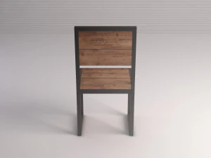 chair---iron structure and plank of wood 3D Model