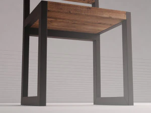 chair---iron structure and plank of wood 3D Model
