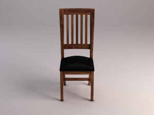 chair---long back wood and leather base 3D Model