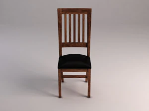 Stuhl – lange Rückenlehne aus Holz und Ledergestell 3D Modell