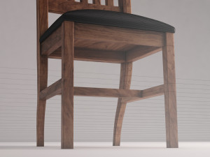 chair---long back wood and leather base Model 3D