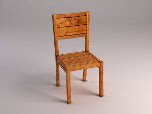 chair---rustic wood Model 3D