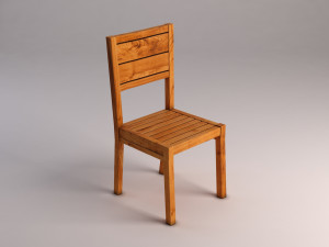 chair---rustic wood Model 3D