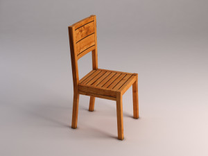 chair---rustic wood Model 3D