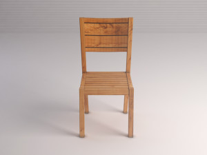 chair---rustic wood Model 3D