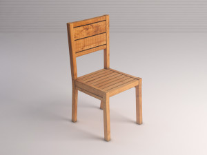 chair---rustic wood Model 3D