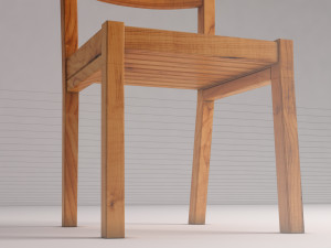 chair---rustic wood Model 3D