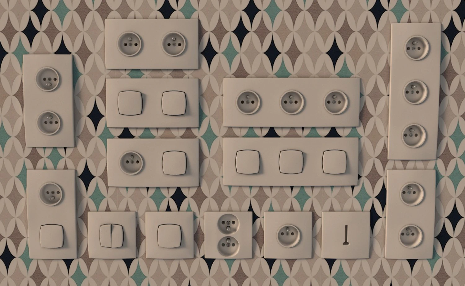 collection---electrical outlets and light switches 3D Model .c4d .max .obj .3ds .fbx .stl .blend 